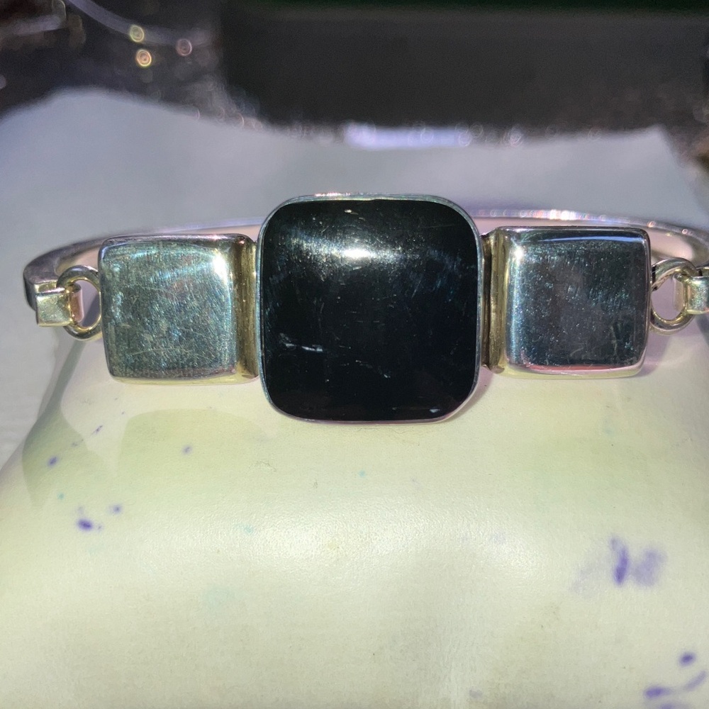 Sterling Silver and Onyx Bracelet